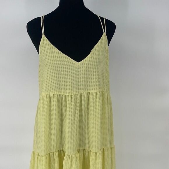 Rebecca Minkoff Womens Sleeveless Zilah Dress Tiered‎ Zip Back Yellow Size Large - Picture 1 of 12